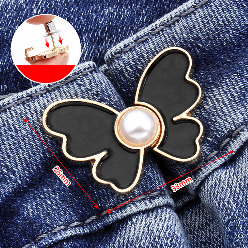Fjäril midja spänne spänne avtagbar ingen spik ingen söm midja knapp jeans midja ändra stor liten midja artefakt