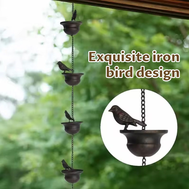 Där regn möter konst - dekorativ regnkedja med design för fågelbad