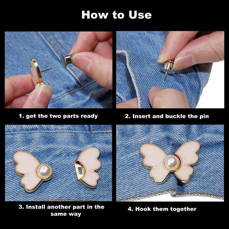 Fjäril midja spänne spänne avtagbar ingen spik ingen söm midja knapp jeans midja ändra stor liten midja artefakt