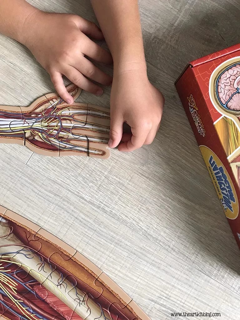 Barnpussel med 100 bitar, människokropp, golv