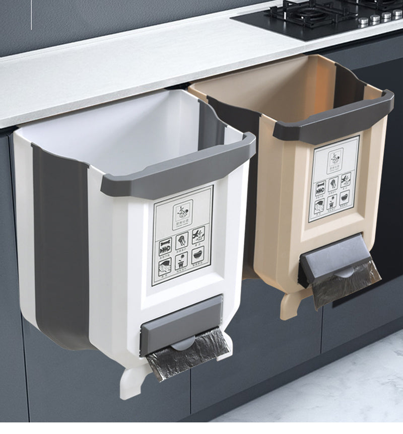 Foldable Kitchen Cabinet Door Mounted Trash Can and Rubbish Bucket
