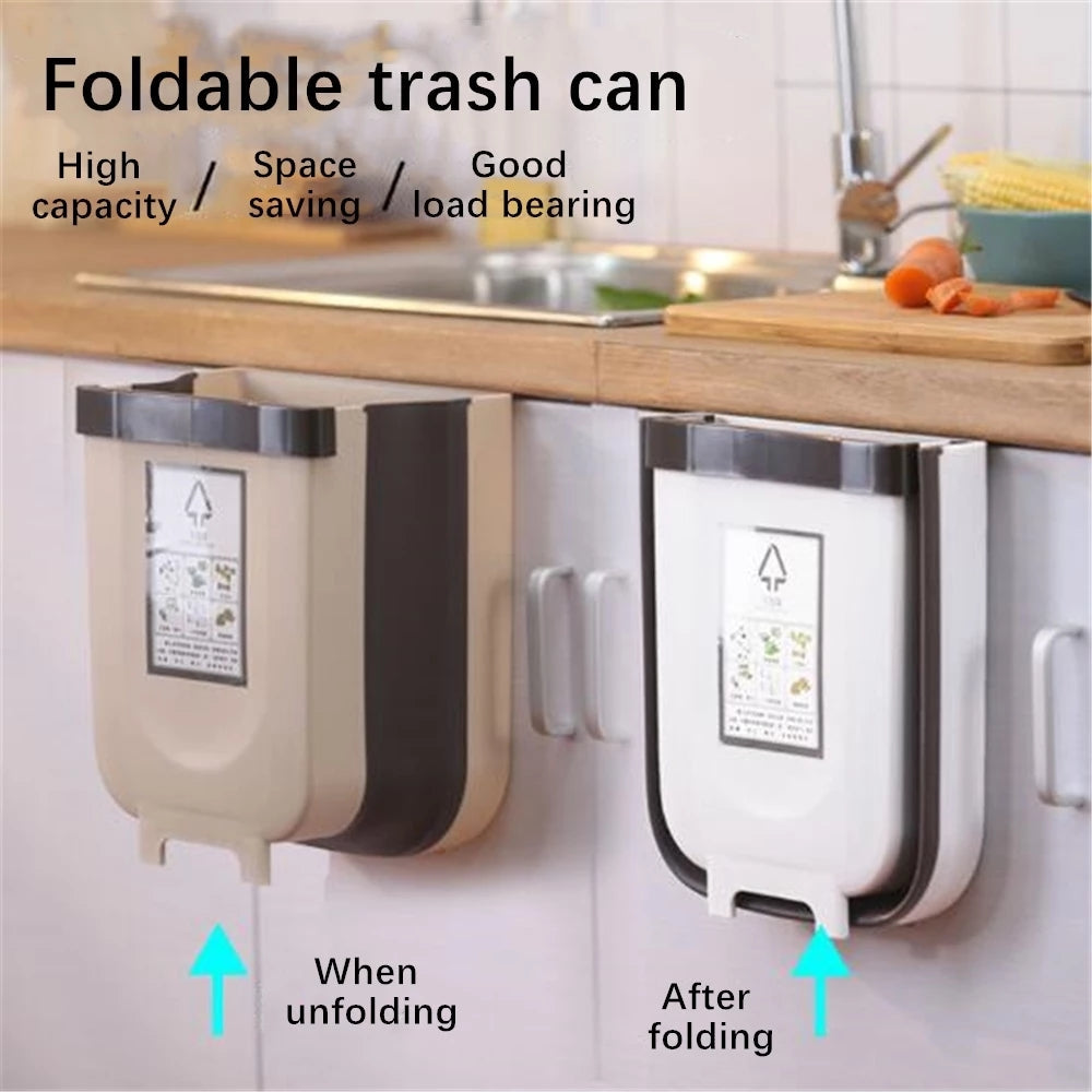 Foldable Kitchen Cabinet Door Mounted Trash Can and Rubbish Bucket