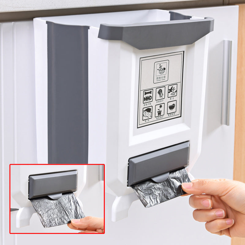 Foldable Kitchen Cabinet Door Mounted Trash Can and Rubbish Bucket