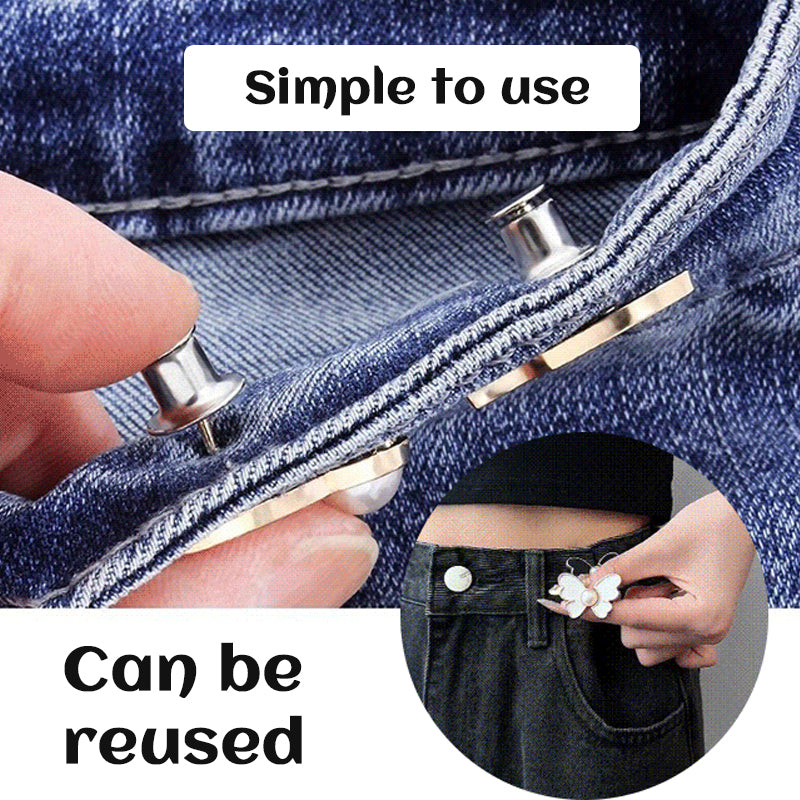 Fjäril midja spänne spänne avtagbar ingen spik ingen söm midja knapp jeans midja ändra stor liten midja artefakt