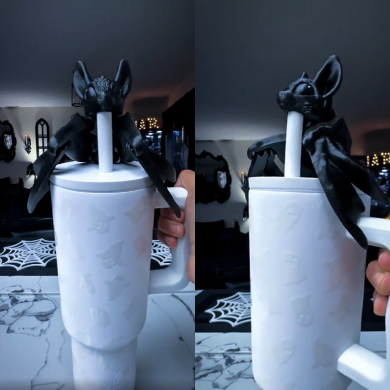 🦇 Spöklikt söt fladdermus-sugrörstoppare