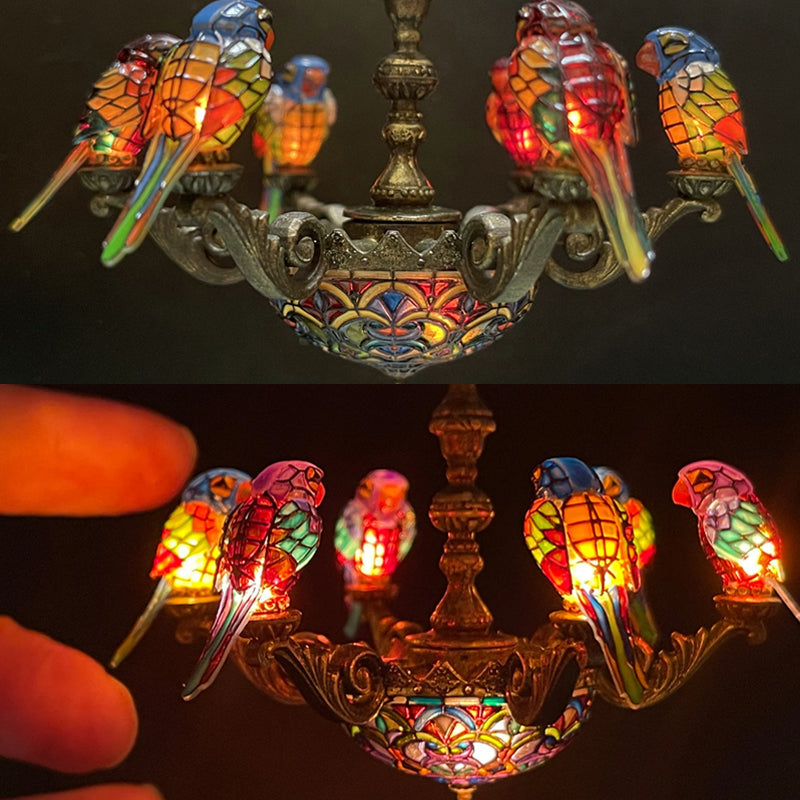 🦜 “Tropical Harmony” papegojljuskrona — Lys upp tropikernas magi