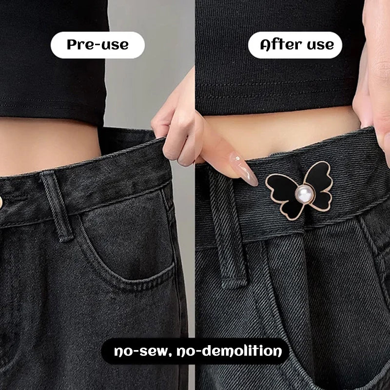 Fjäril midja spänne spänne avtagbar ingen spik ingen söm midja knapp jeans midja ändra stor liten midja artefakt
