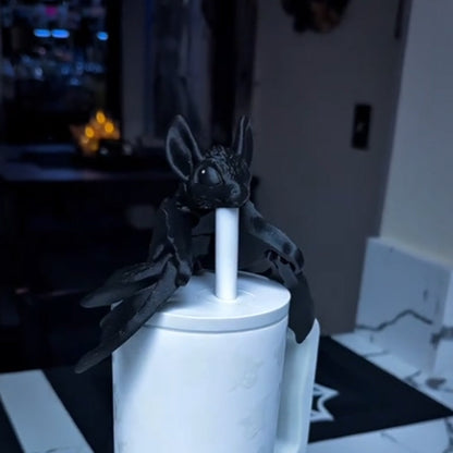 🦇 Spöklikt söt fladdermus-sugrörstoppare