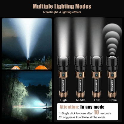 SKYFIRE 1097 ficklampa starkt ljus ultraljust utomhuscamping hemma lång räckvidd bärbar ultralång uthållighetsbelysning