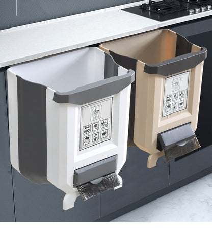 Foldable Kitchen Cabinet Door Mounted Trash Can and Rubbish Bucket