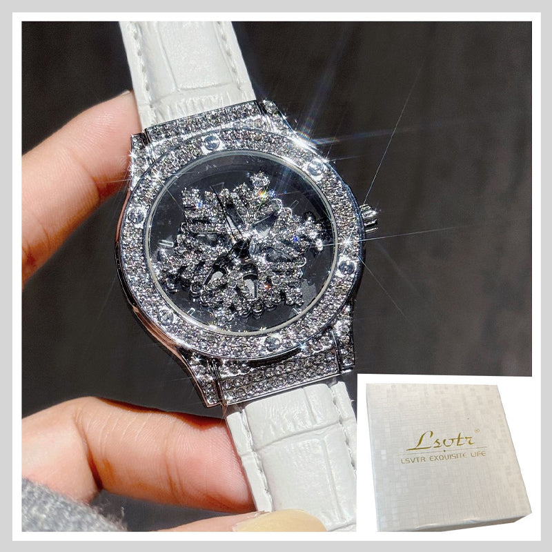 Women's watch with a skeleton dial and diamonds